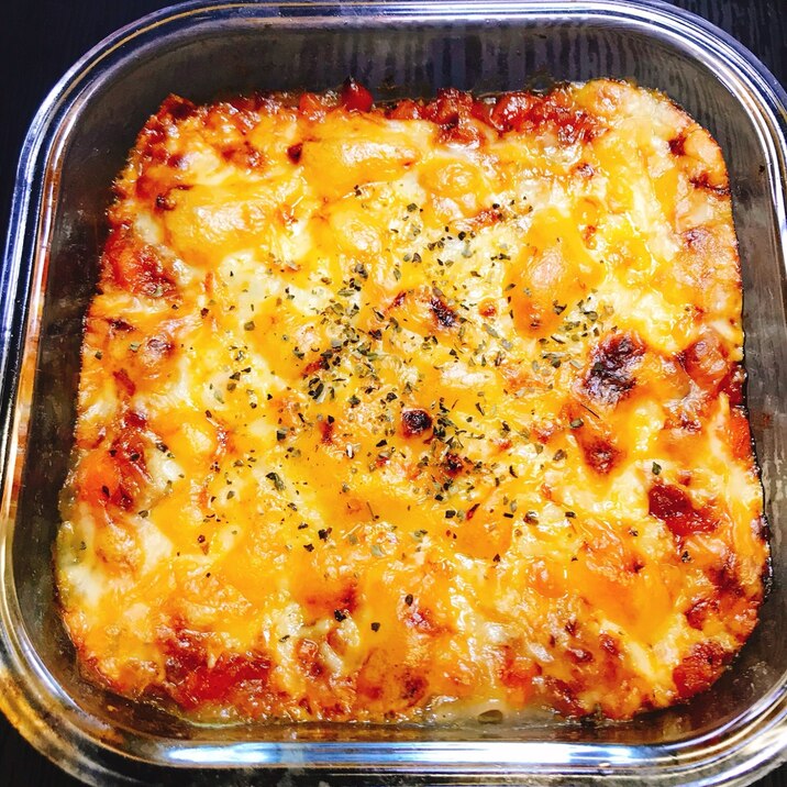ワンタンの皮で!簡単ラザニア 196円